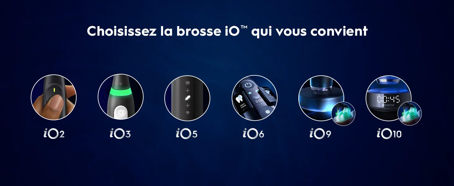 Comparaison des modèles de brosses à dents iO: 2, 3, 5, 6, 9 et 10