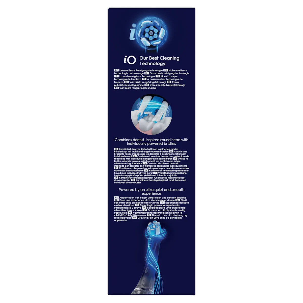 Oral-B iO, emballage mettant en avant la technologie de brossage Notre meilleure technologie de brossage.