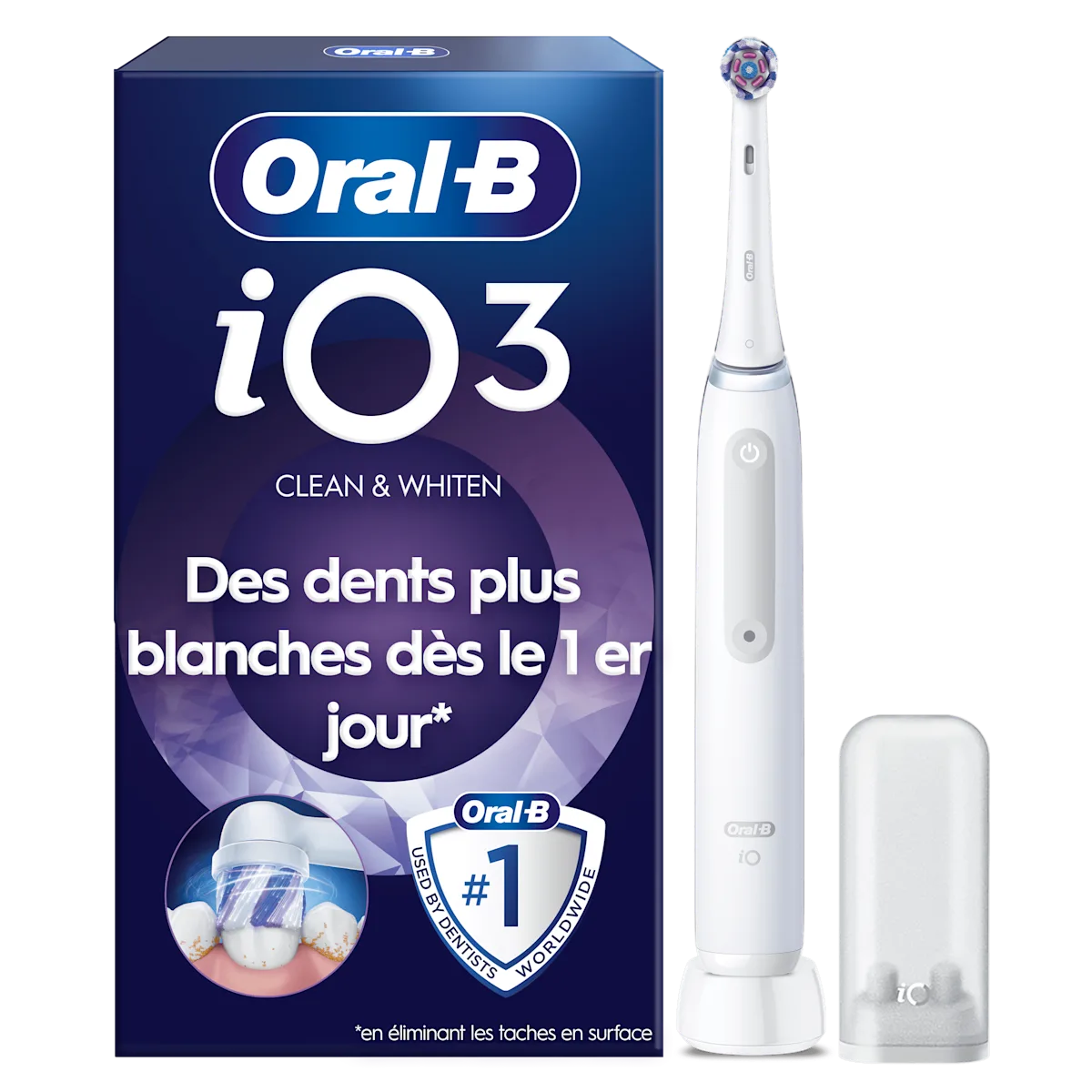 Oral-B iO3 Blanche Edition Limitée - Brosse à Dents Electrique avec 1 tête de brosse