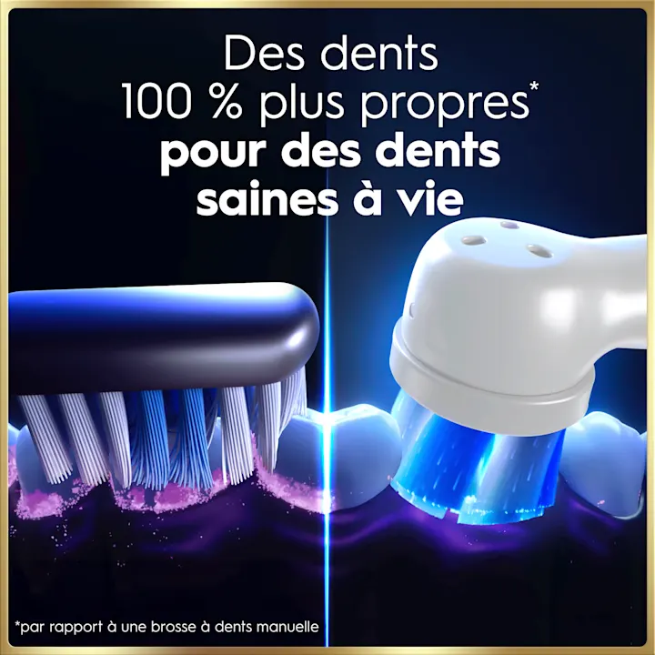 Dents 100 % plus propres avec Oral-B vs. manuel, pour des dents saines à vie.