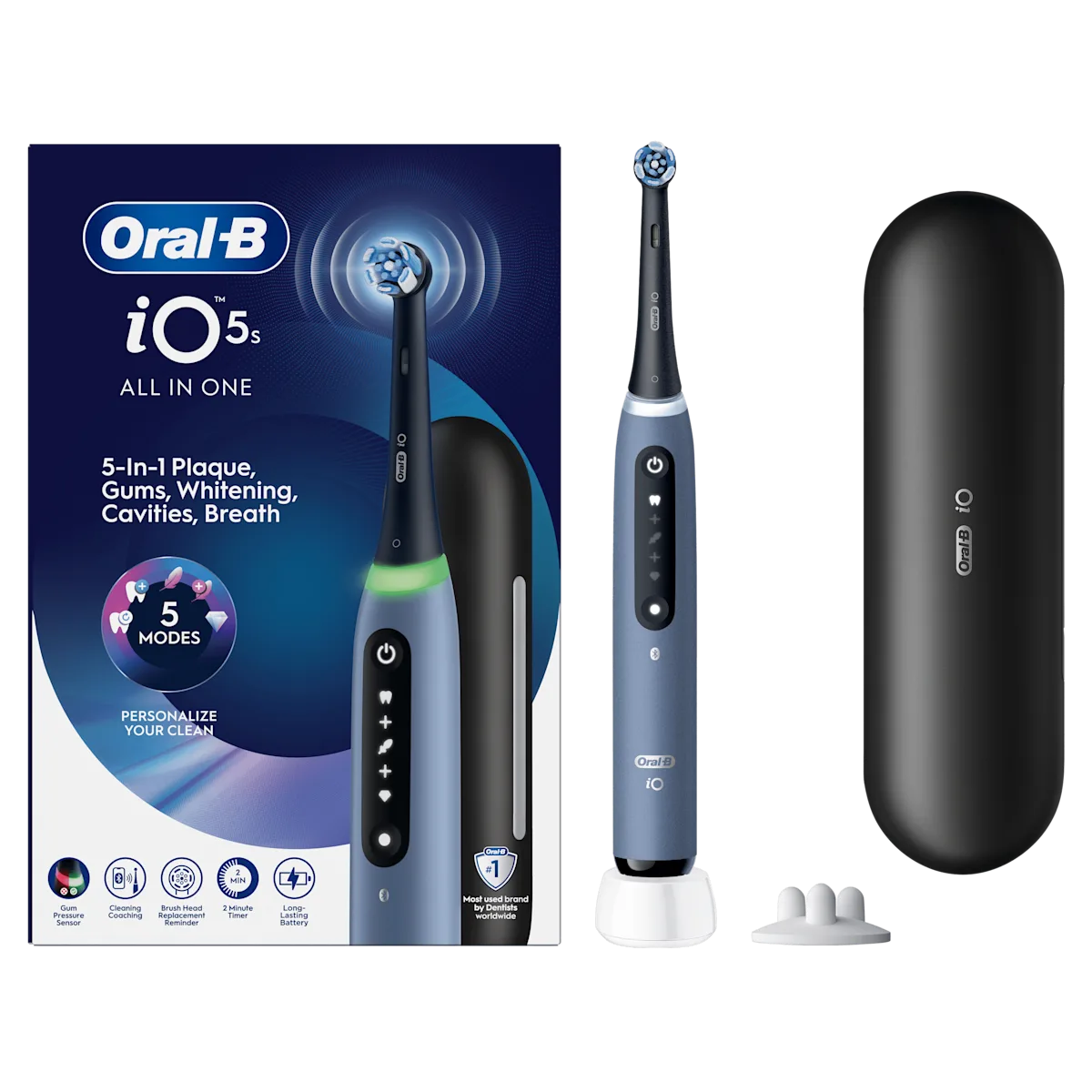 Image - Product Variant - Oral-B iO5 Blue Ocean Edition Limitée - Brosse à Dents Electrique avec 1 tête de brosse et étui de voyage - SI 14