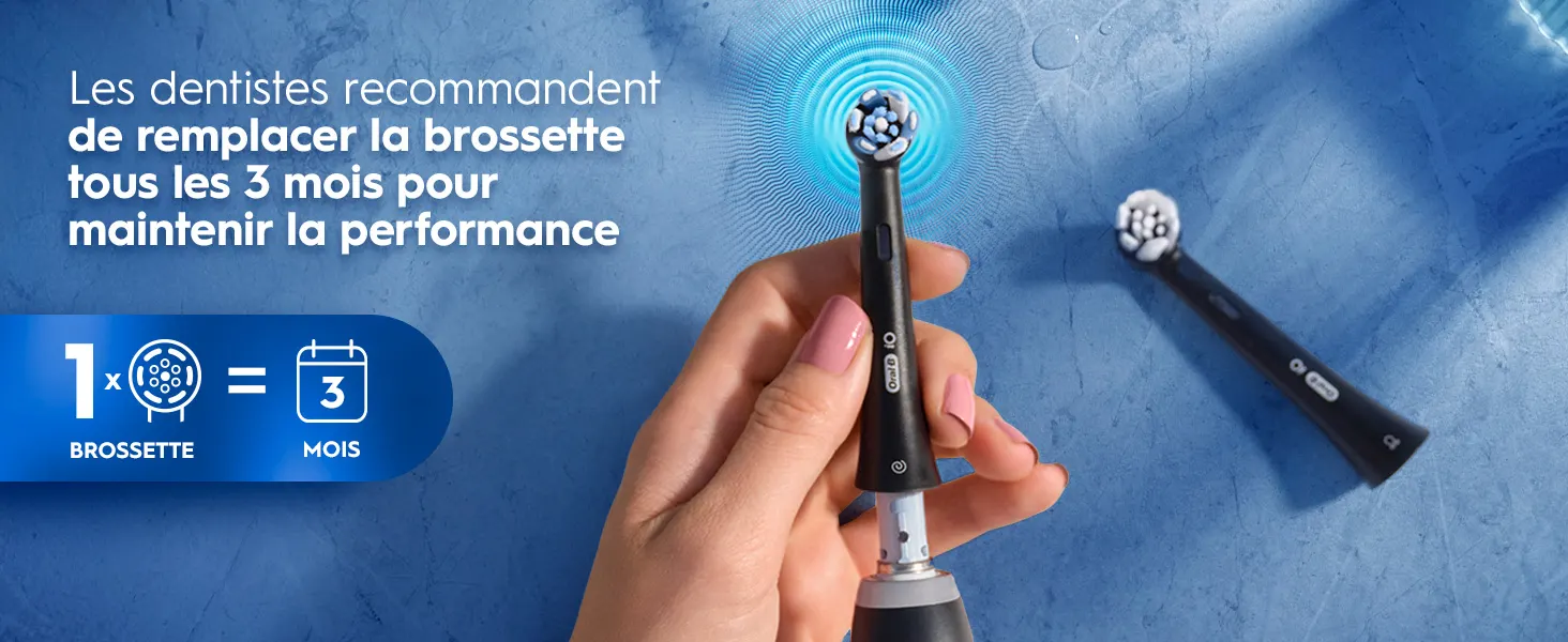 Brosse à dents électrique avec rappel de remplacer la brossette tous les 3 mois pour la performance