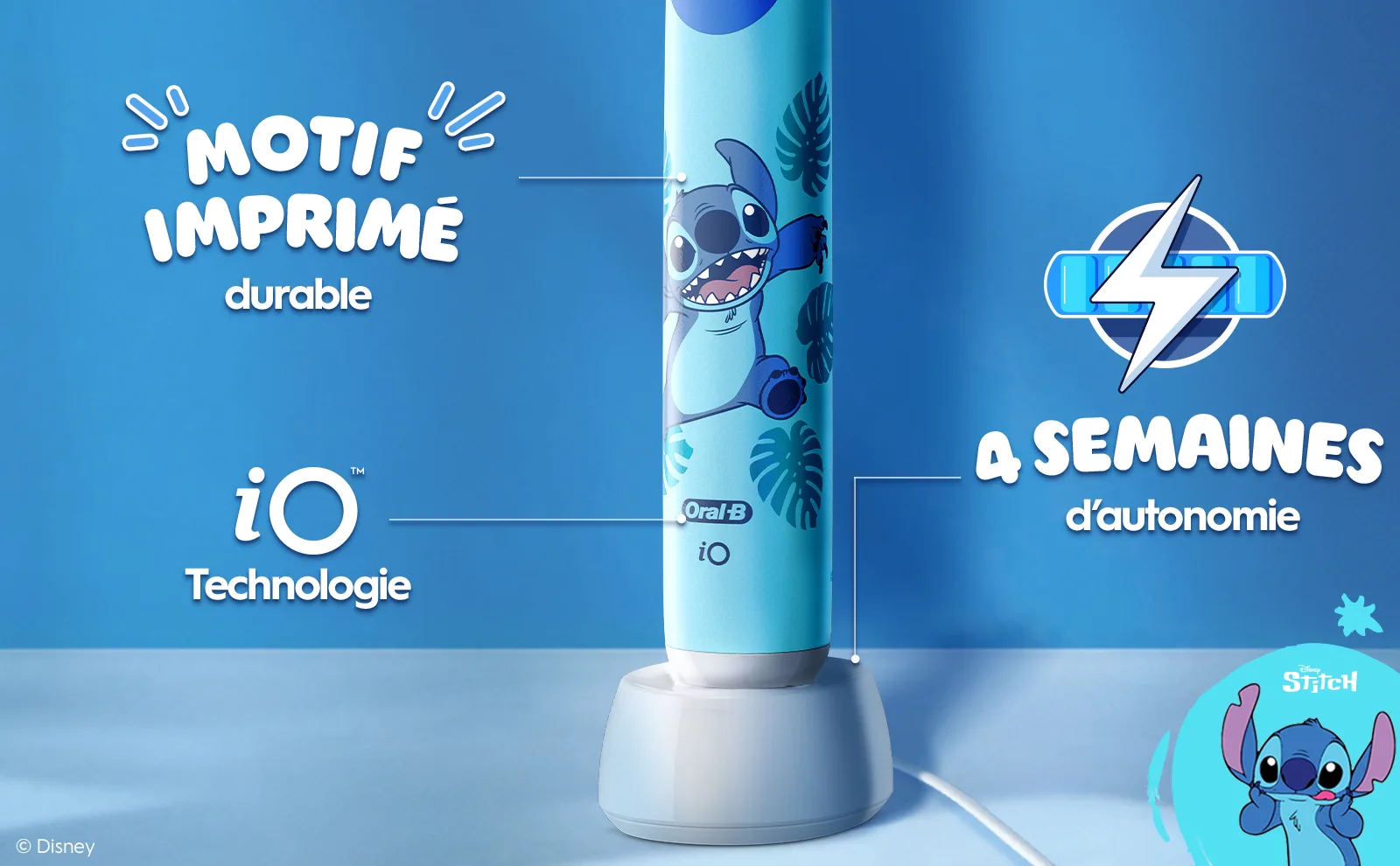 Partie inférieure du manche avec technologie iO -motif Spiderman, chargeur:autonomie de 4 semaines.