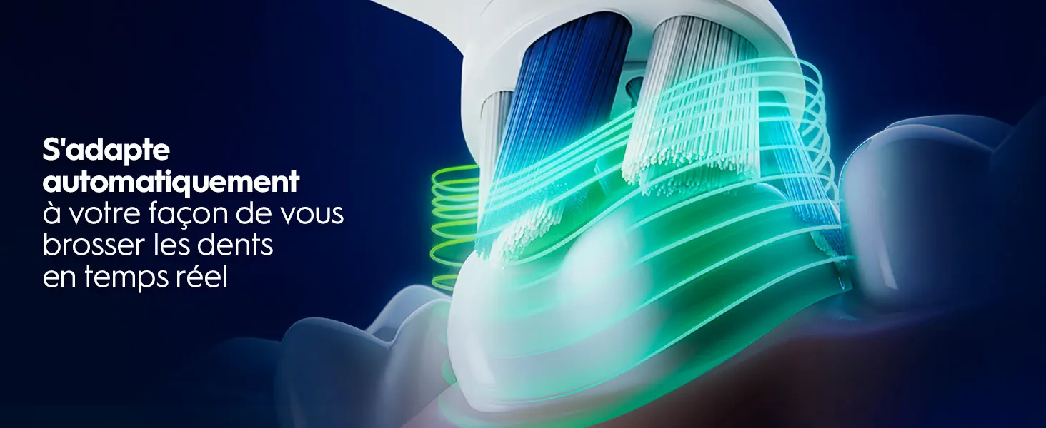 Brosse à dents intelligente qui s'adapte automatiquement au brossage en temps réel 