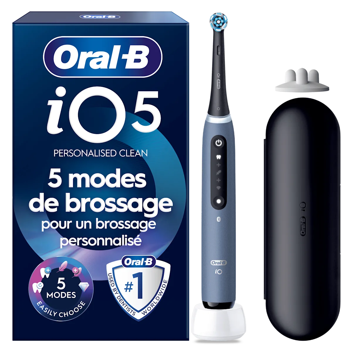 Oral-B iO5 Blue Ocean Edition Limitée - Brosse à Dents Electrique avec 1 tête de brosse et étui de voyage
