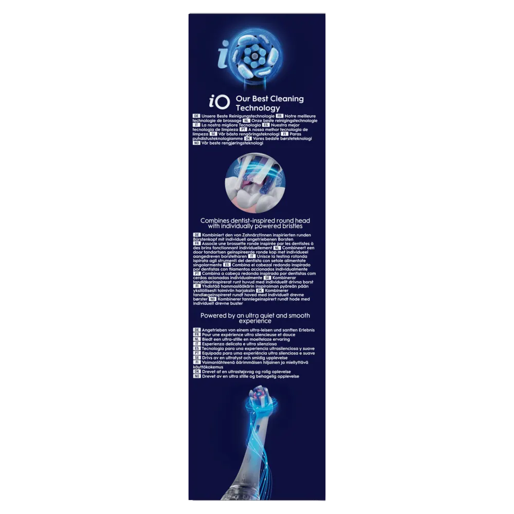 Oral-B iO, mettant en avant la technologie de brossage Notre meilleure technologie de brossage et des brossettes à mouvement individuel.