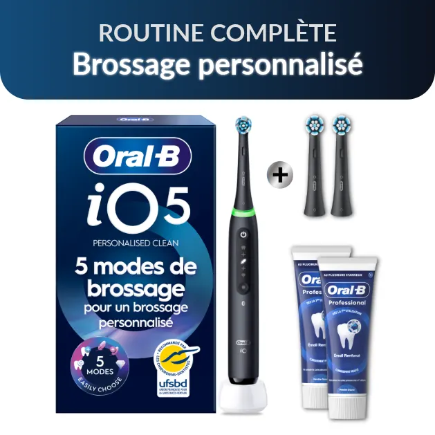 Brosse À Dents Électrique Oral-B iO5, Noir, 1 brossette, Batterie Longue Durée, Étui De Voyage Premium, Porte-brossettes