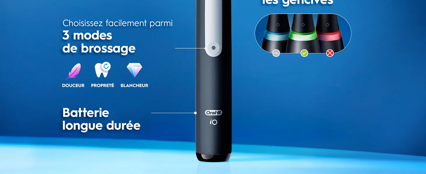 Brosse à dents électrique Oral-B avec 3 modes de brossage et batterie longue durée 
