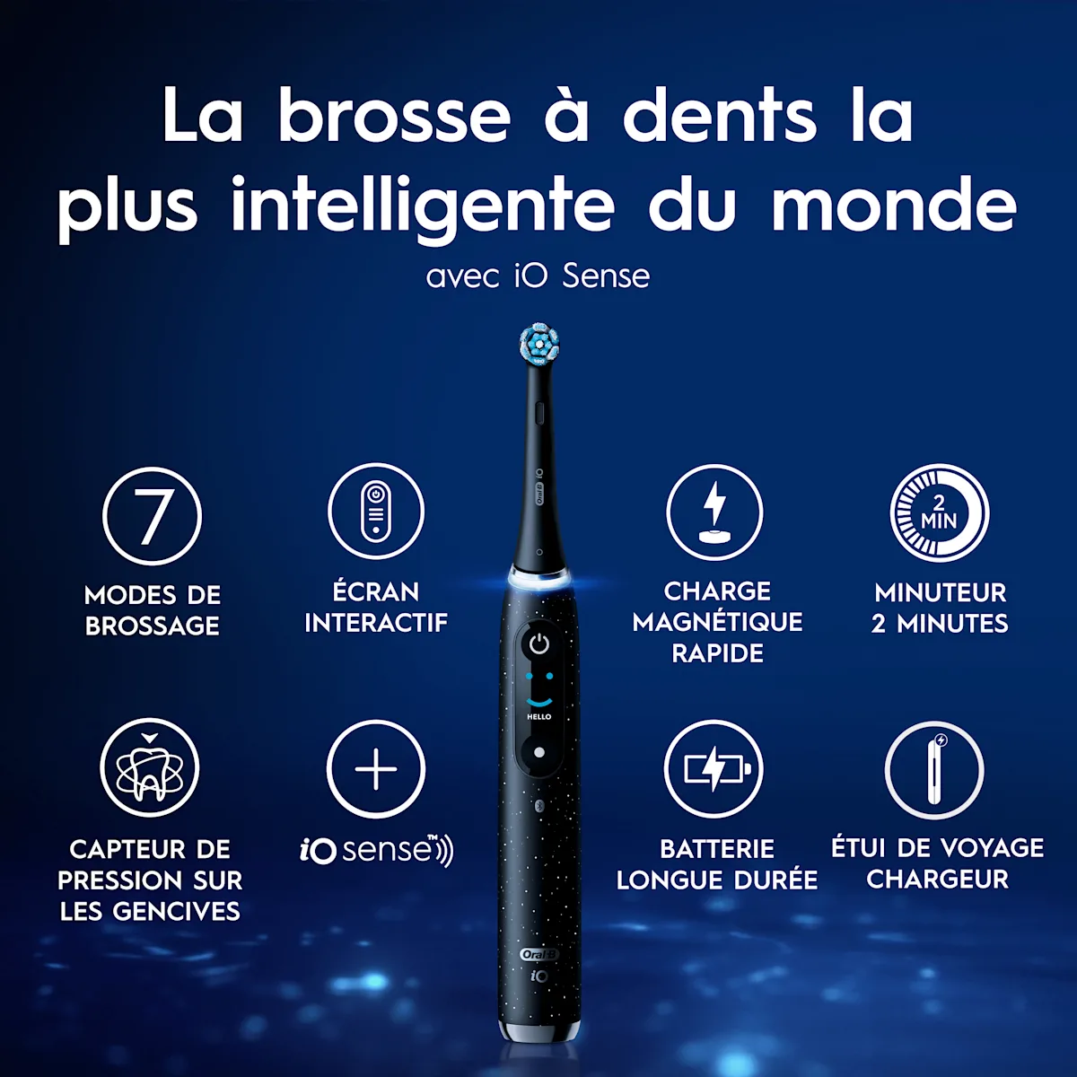 Brosse à dents électrique Oral-B, La brosse à dents la plus intelligente du monde avec iO Sense.
