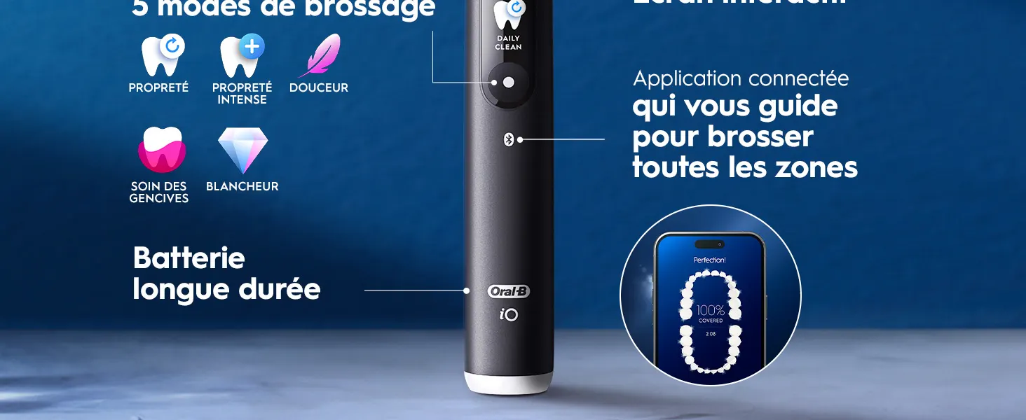 Brosse à dents Oral-B iO: 5 modes de brossage et app connectée pour guidage.