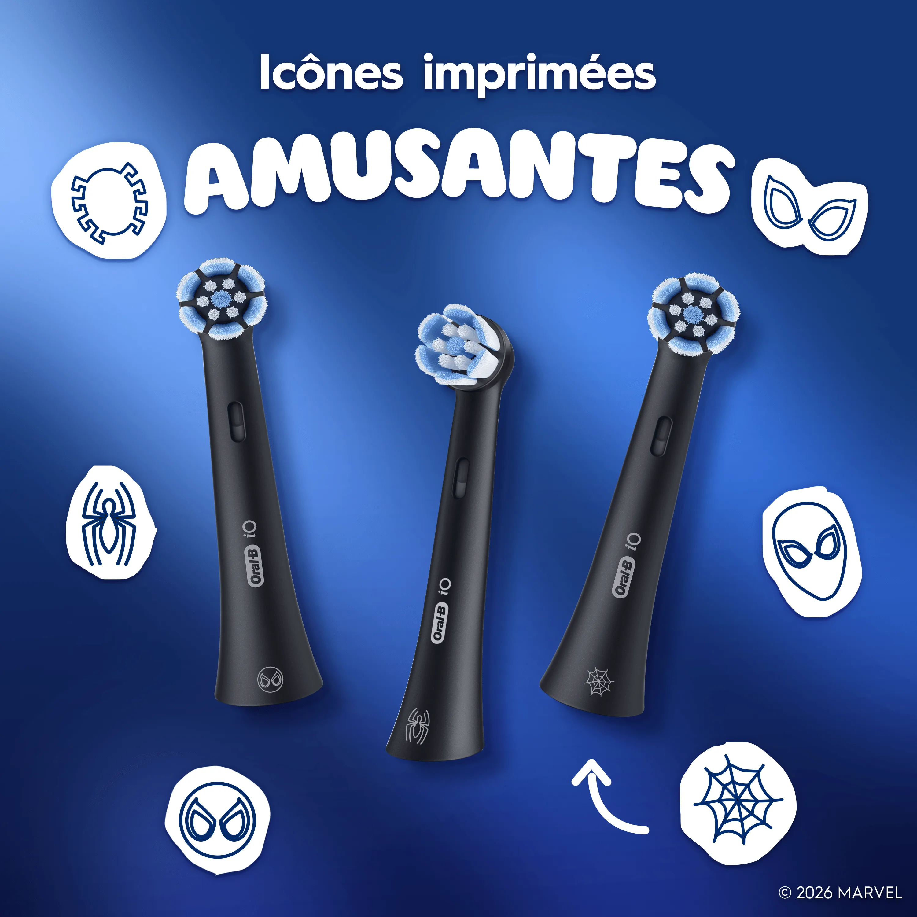 3 brossettes avec 6 autocollants qui flottent autour