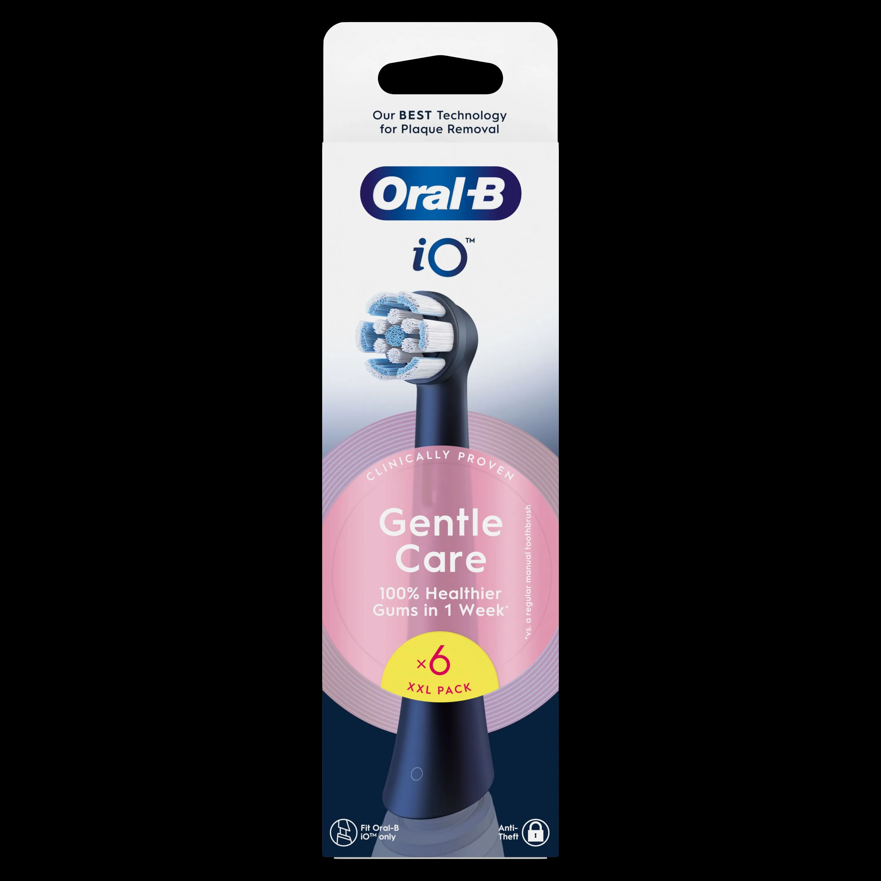 Oral-B iO, pack de 6 têtes de brosse Gentle Care, cliniquement prouvées pour des gencives 100% plus saines en 1 semaine.