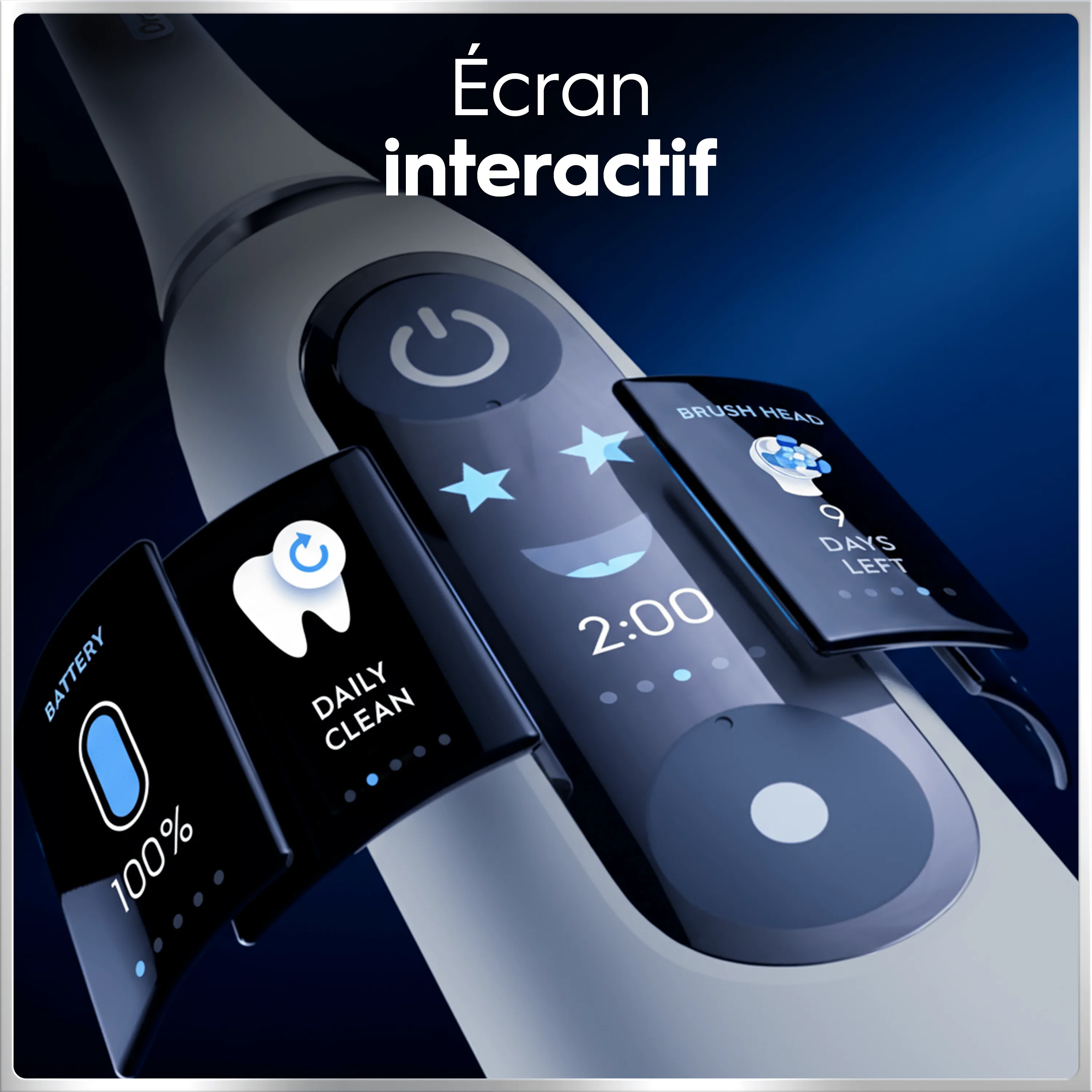 Brosse à dents Oral-B avec écran interactif.