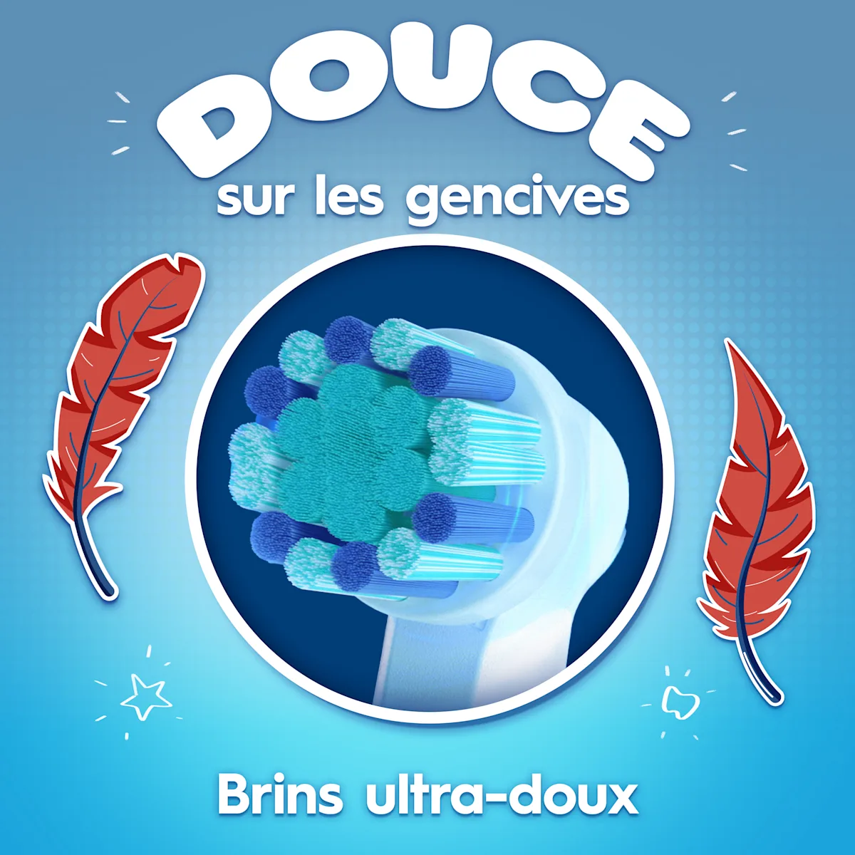 Les brins de la brossette sont ultra-doux et souples pour les gencives.
