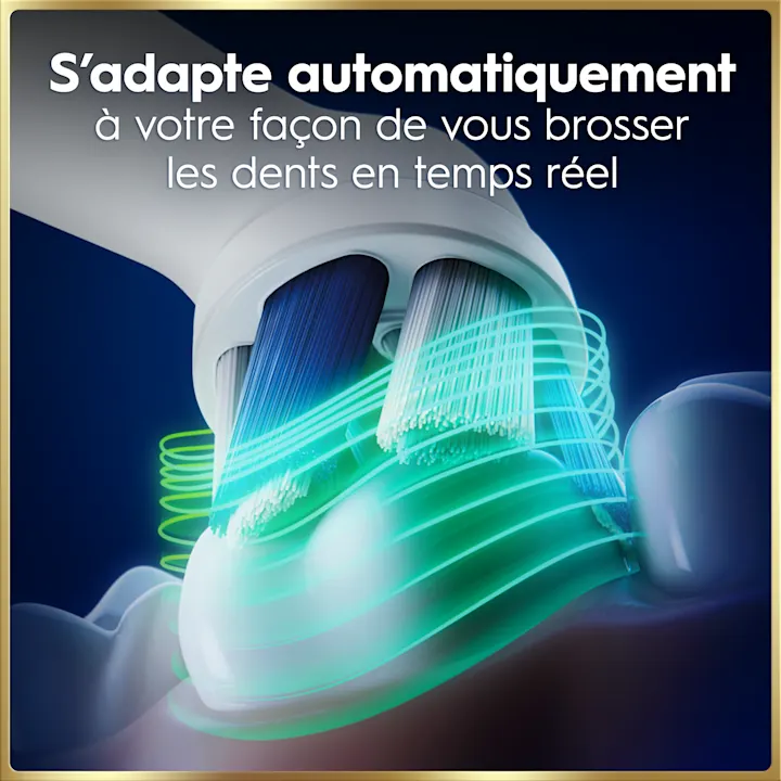 Brosse à dents Oral-B s’adaptant automatiquement à votre brossage en temps réel.