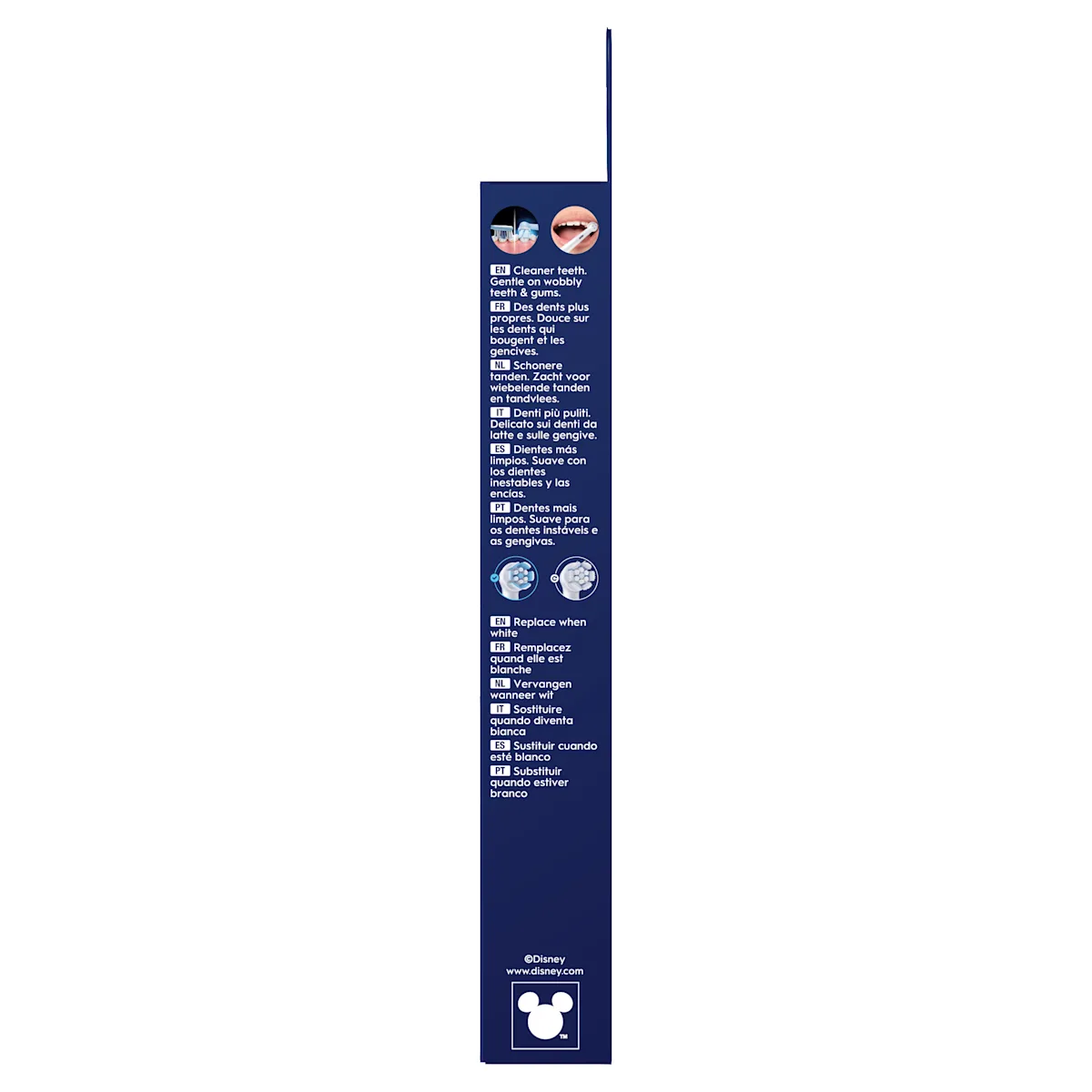 Emballage Oral-B brossettes: dents plus propres, douces pour les gencives, remplacement facile.