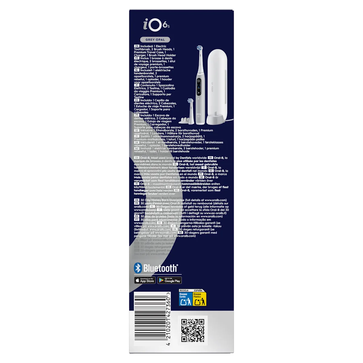 Fonctionnalités de la brosse à dents Oral-B iO6 : application connectée, écran interactif et capteur de pression.