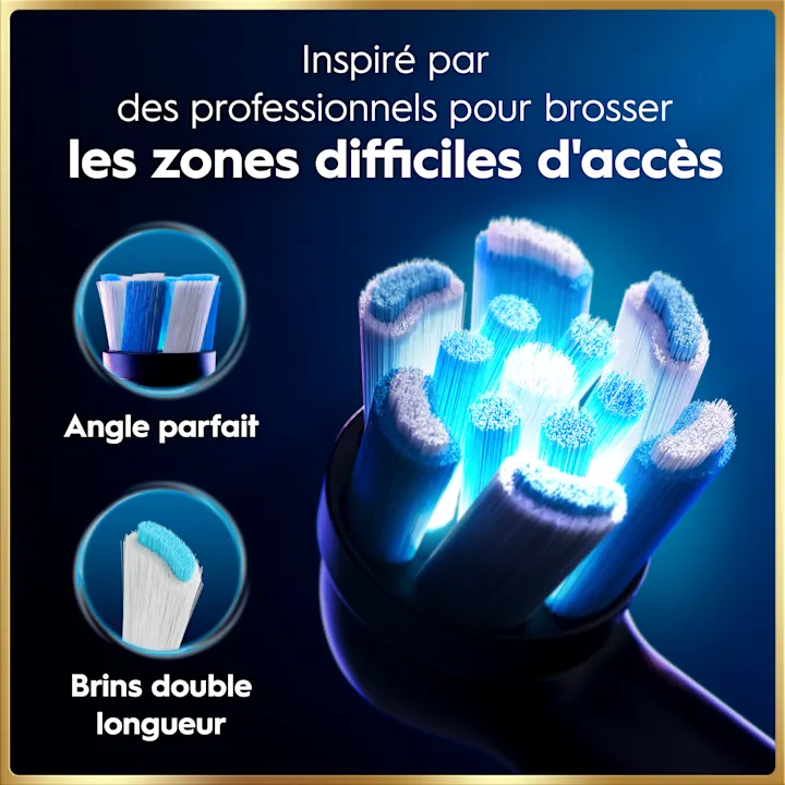 Tête de brossettes Oral-B, inspirée par des pros pour zones difficiles d’accès.