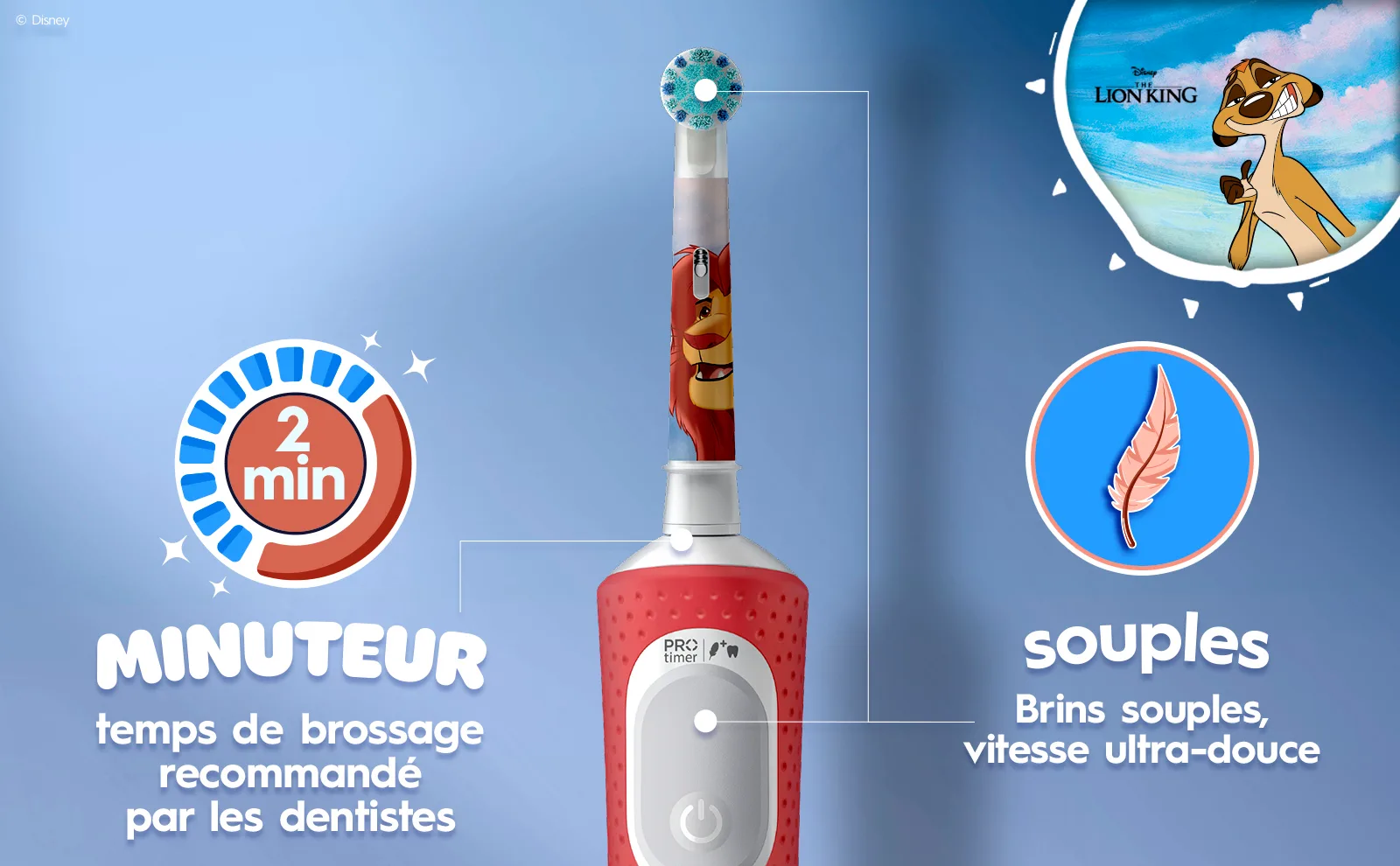 Brosse à dents électrique : des brins doux, un minuteur 2 min., avec Anna de la Reine des Neiges. 
