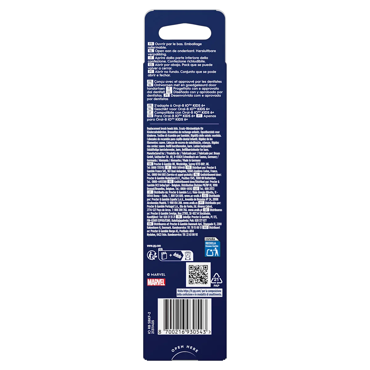 Oral-B iO Kids 6+ brossettes de rechange, conçues et approuvées par les dentistes, compatibles avec les brosses à dents Oral-B iO Kids 6+.