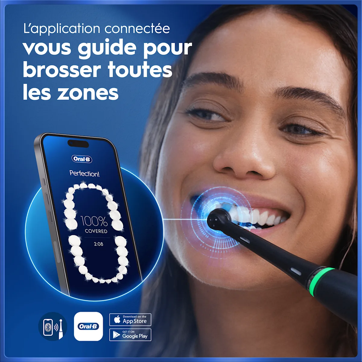 Oral-B: l’appli connectée guide le brossage pour couvrir toutes les zones.