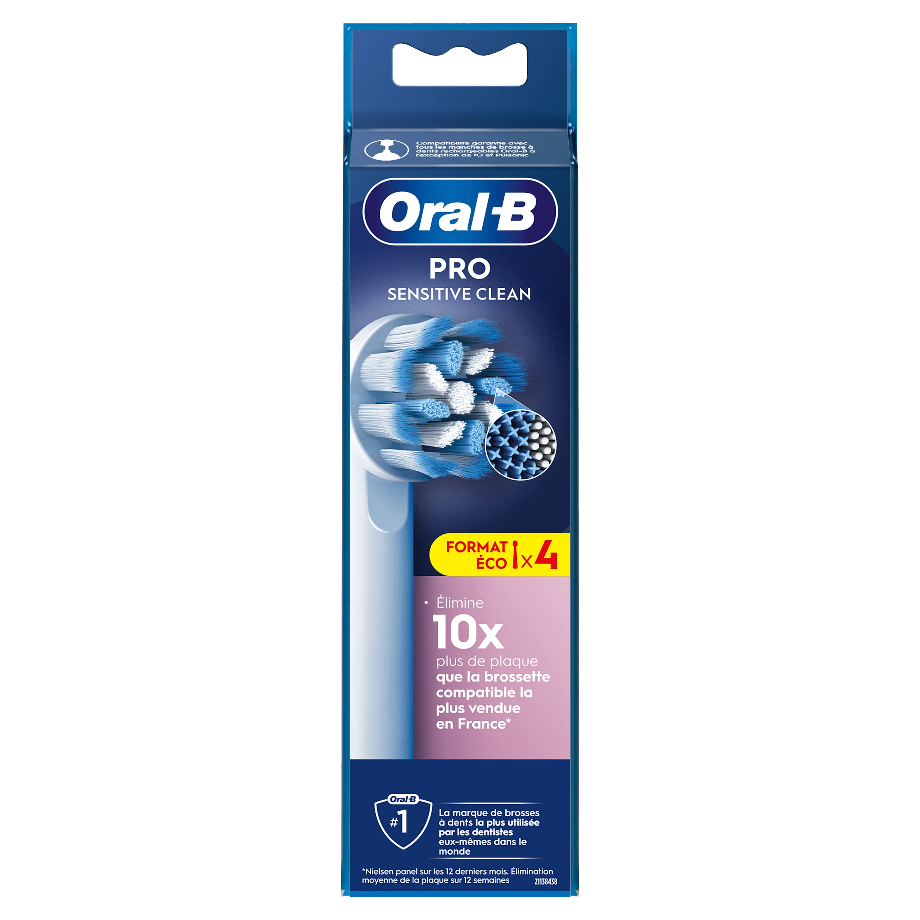 Oral-B Pro Sensitive Clean, format éco x4, élimine 10x plus de plaque.
