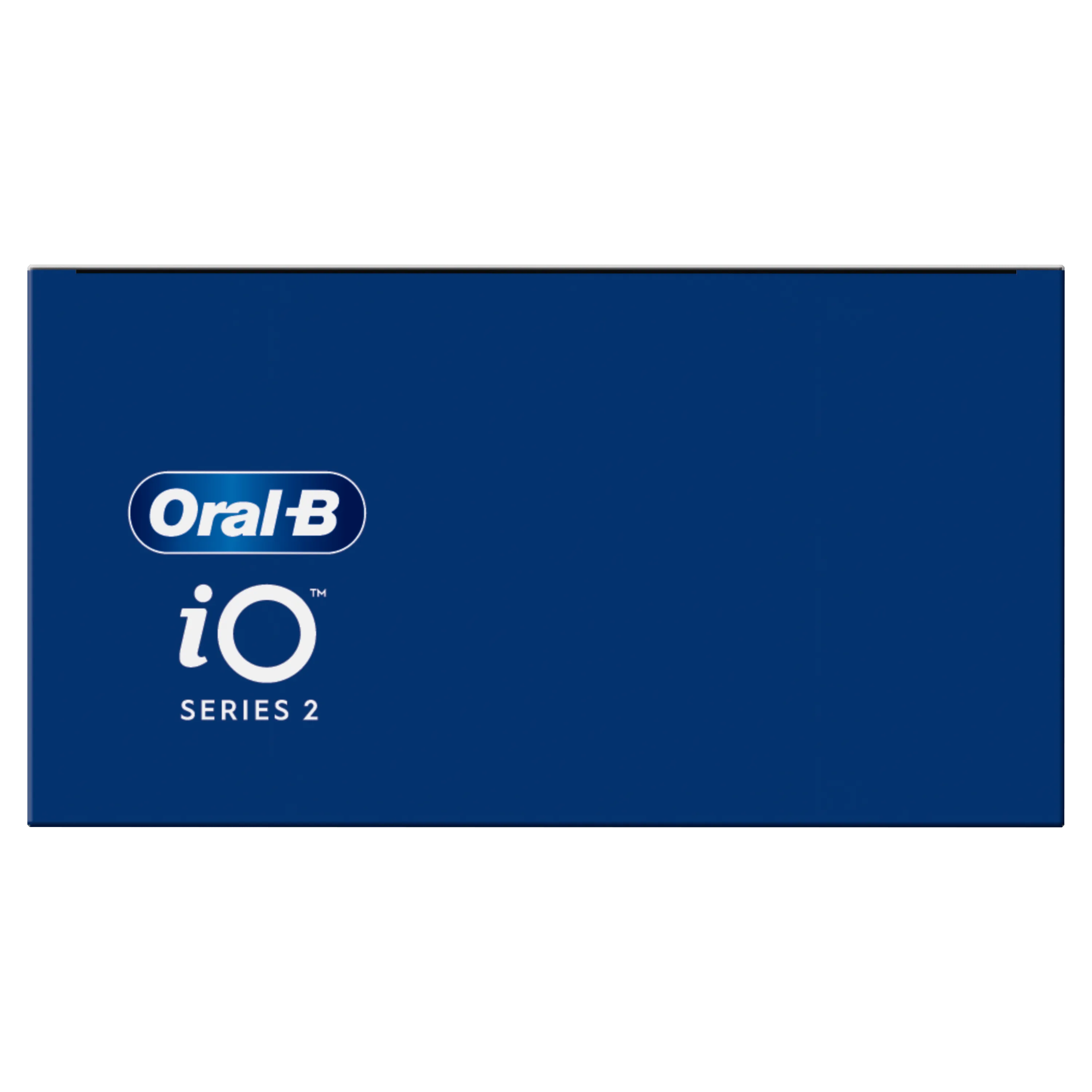 Oral-B iO Series 2, emballage bleu foncé présentant le logo Oral-B et la désignation du modèle "iO Series 2".