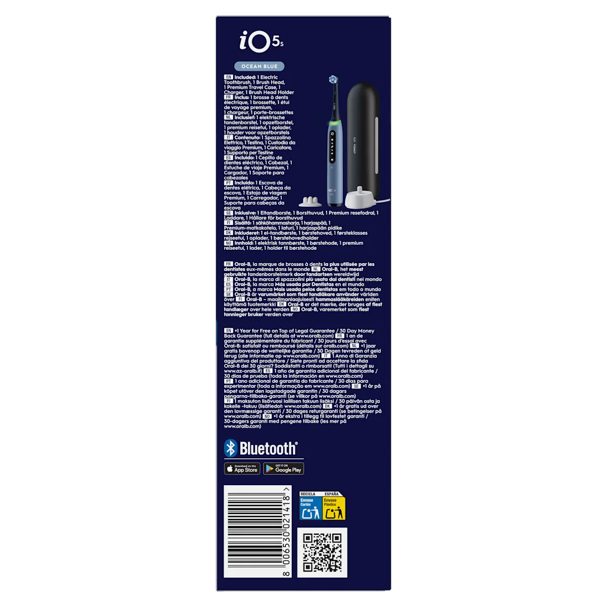 Image - Product Variant - Oral-B iO5 Blue Ocean Edition Limitée - Brosse à Dents Electrique avec 1 tête de brosse et étui de voyage - SI 16