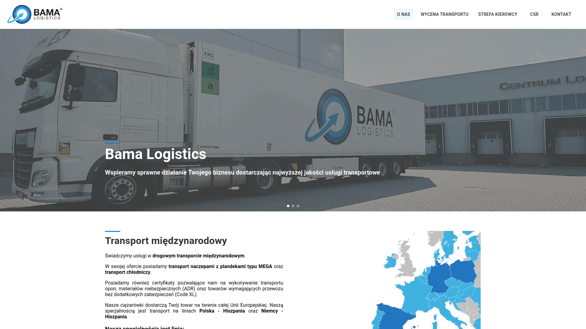 Bama Logistics landing page