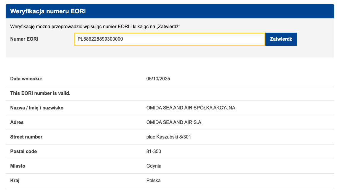 numer-eori-omida-sea-and-air