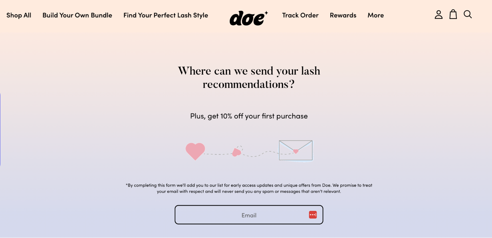 Final page of a quiz that asks customers to enter their email address for 10% off.