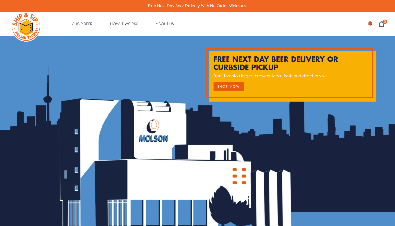 Molson Coors' Ship & Sip desktop website