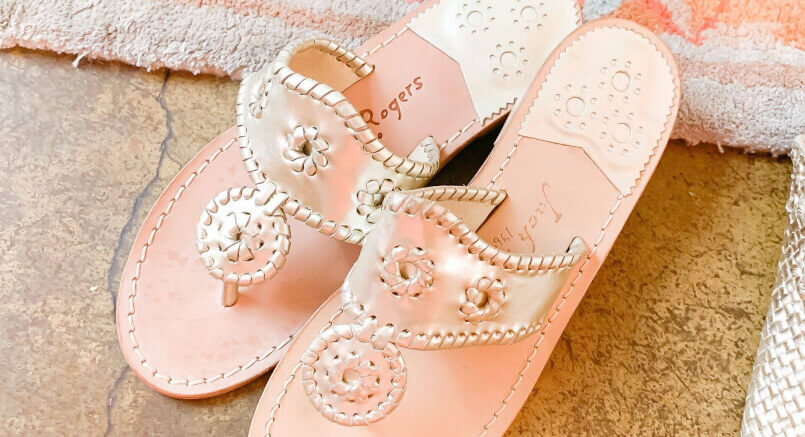 Pink sandals.