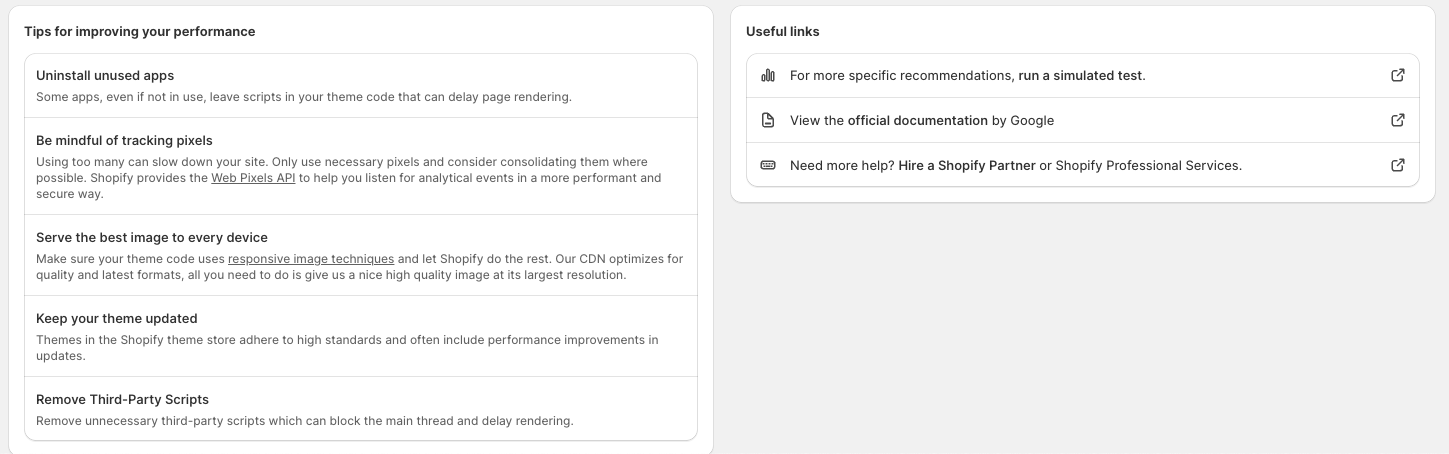 The Web Performance Dashboard helps you make data-driven improvements with a list of user experience options you can explore