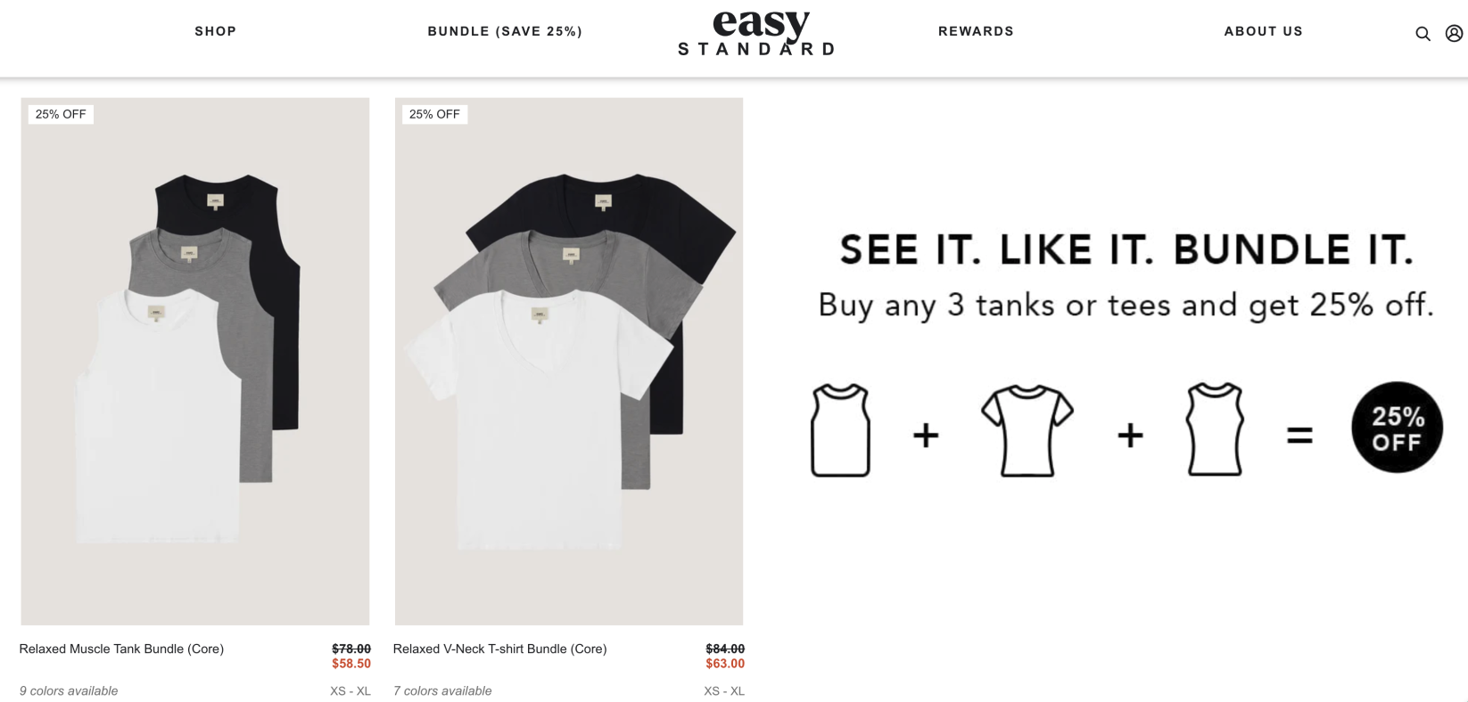 EasyStandard’s ‘build your own bundle’ feature powered by Shopify Plus.