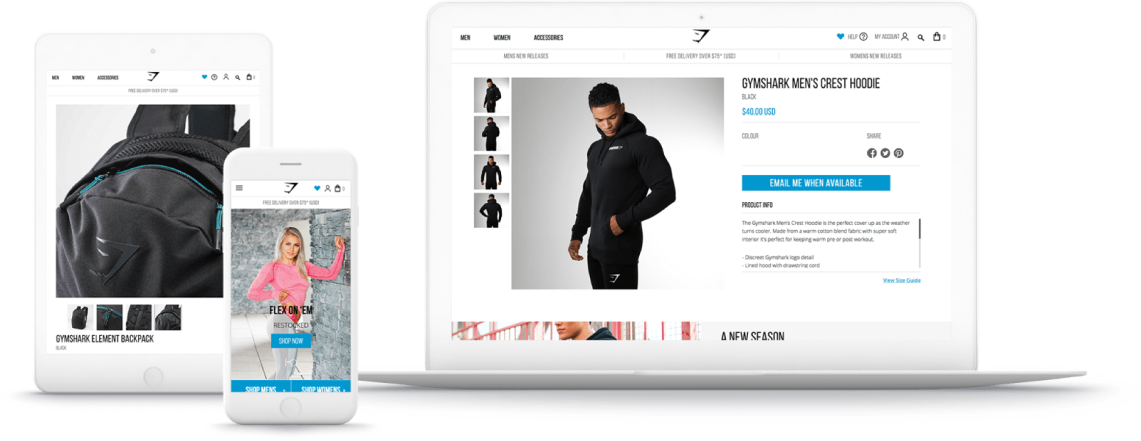 Gymshark’s responsive site on Shopify Plus