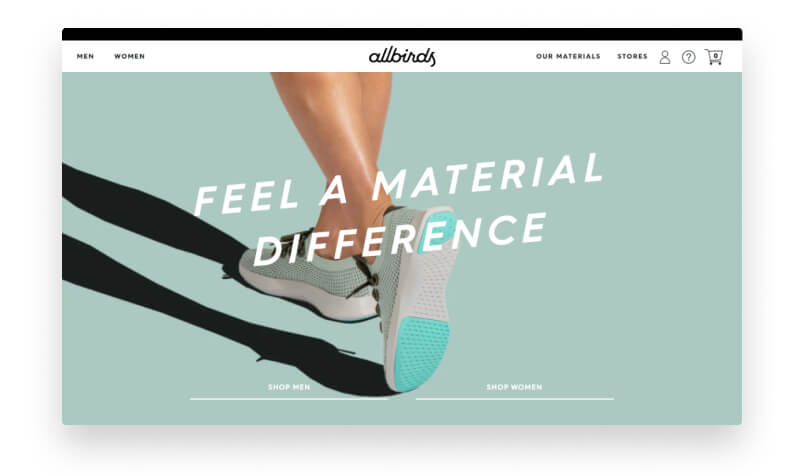 A screenshot of Allbirds’ desktop website