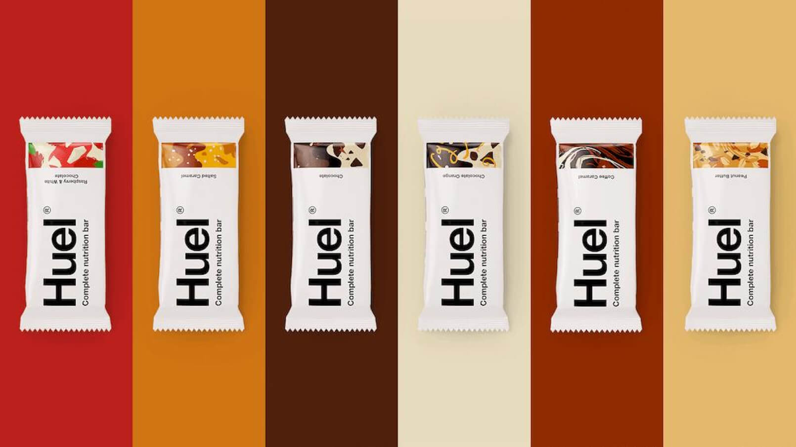 6 flavours of Huel nutrition bars