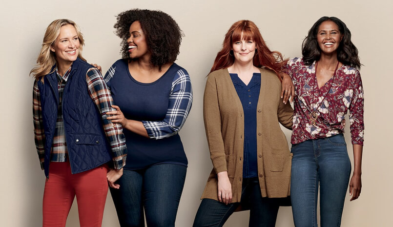 Group of models displaying different dressbarn clothing