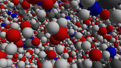 Red, blue and gray molecules