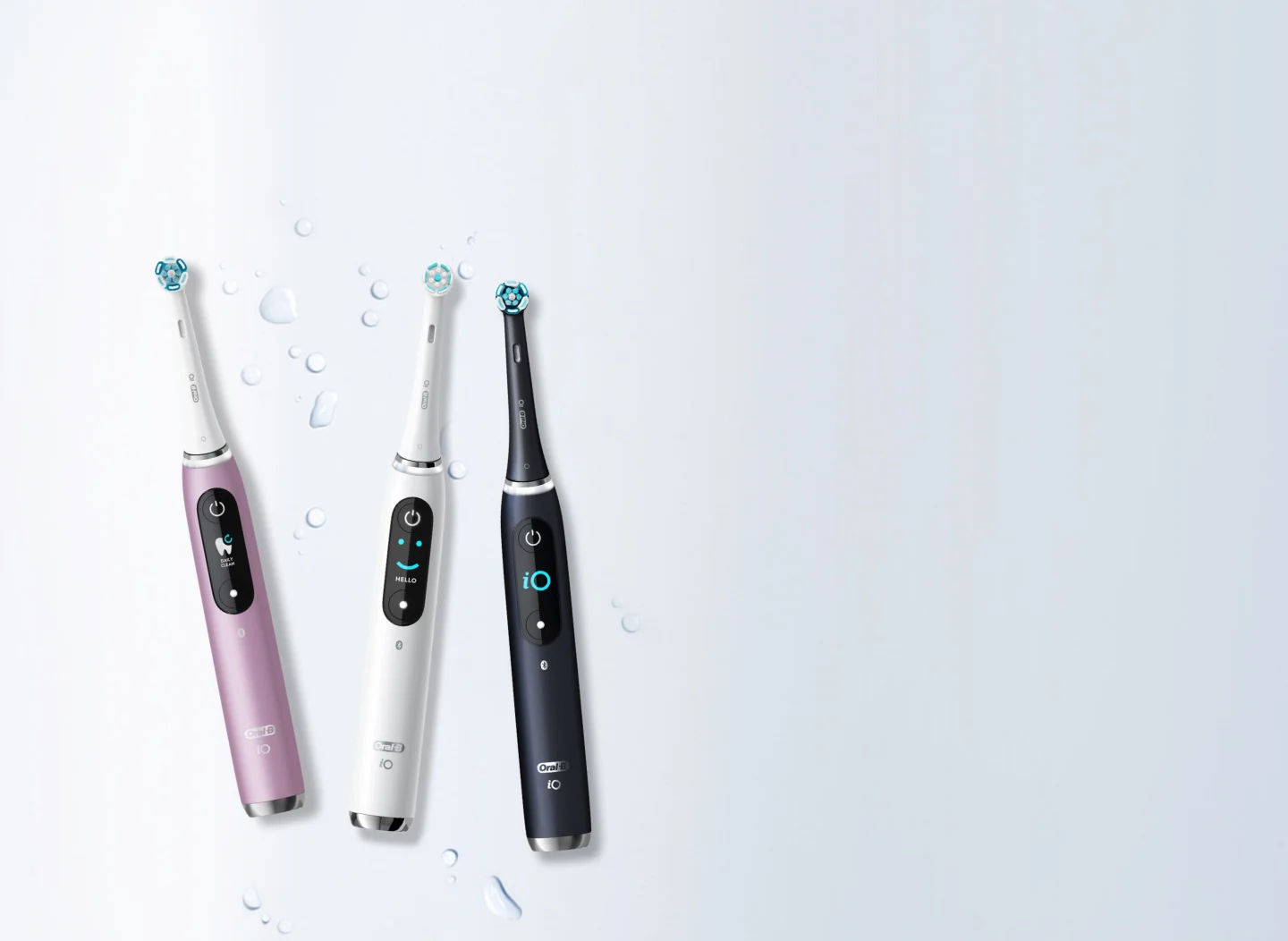 Oral-B iO series brush collection in Rose Quartz, Alabaster and Onyx