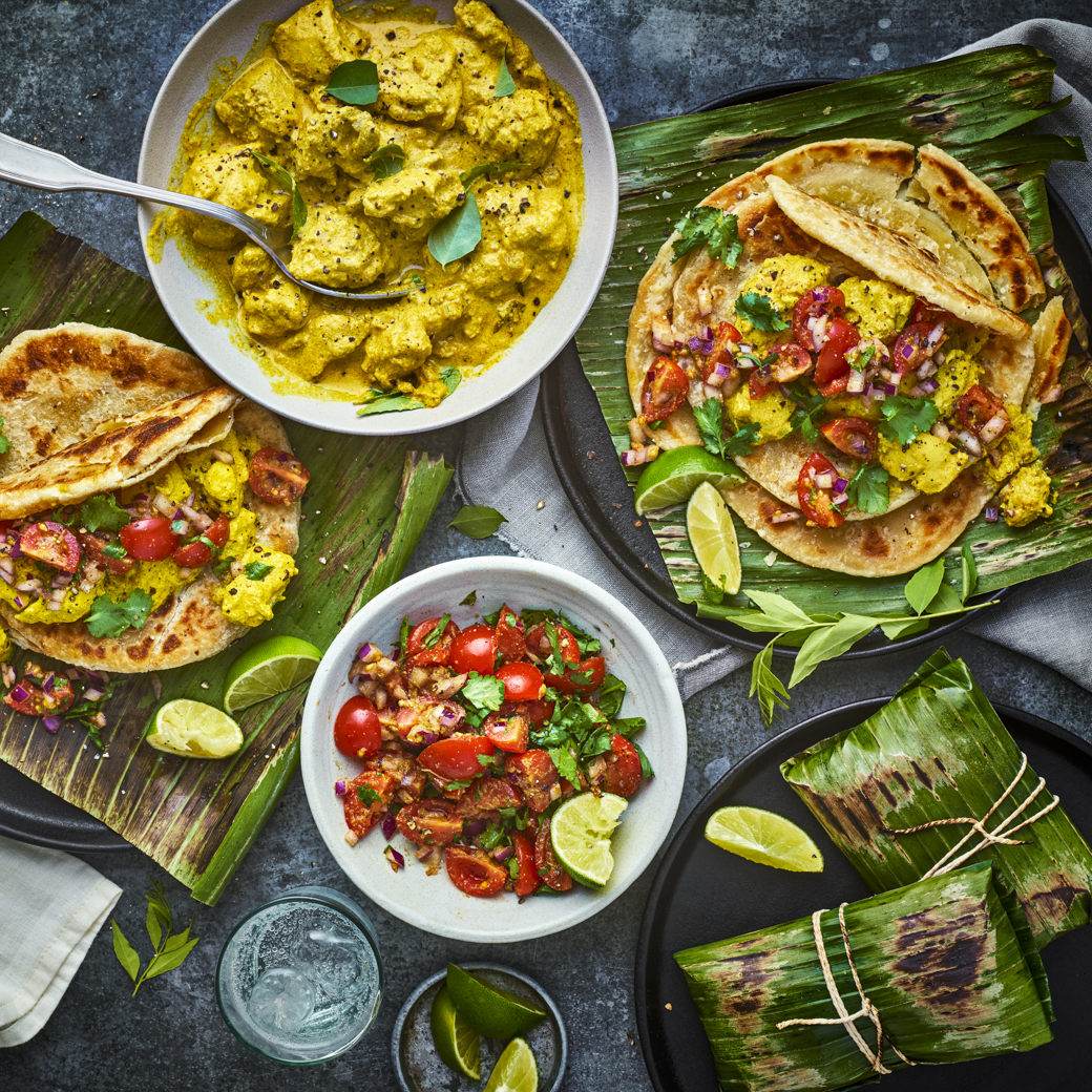 Chicken Kizhi with Parathas and Kachumber Salad
