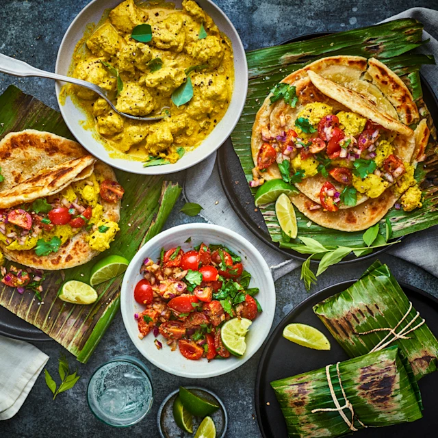 Chicken Kizhi with Parathas and Kachumber Salad