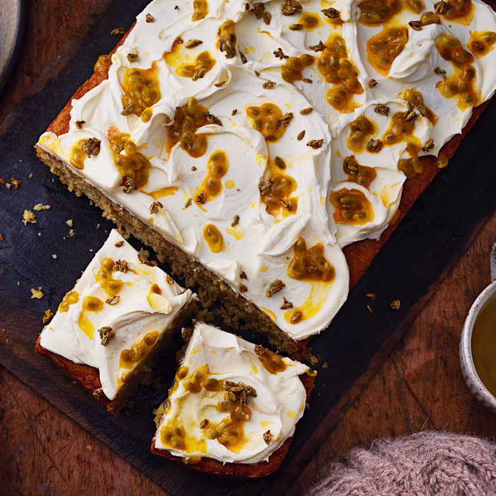 Fennel, Coconut and Passion Fruit Traybake