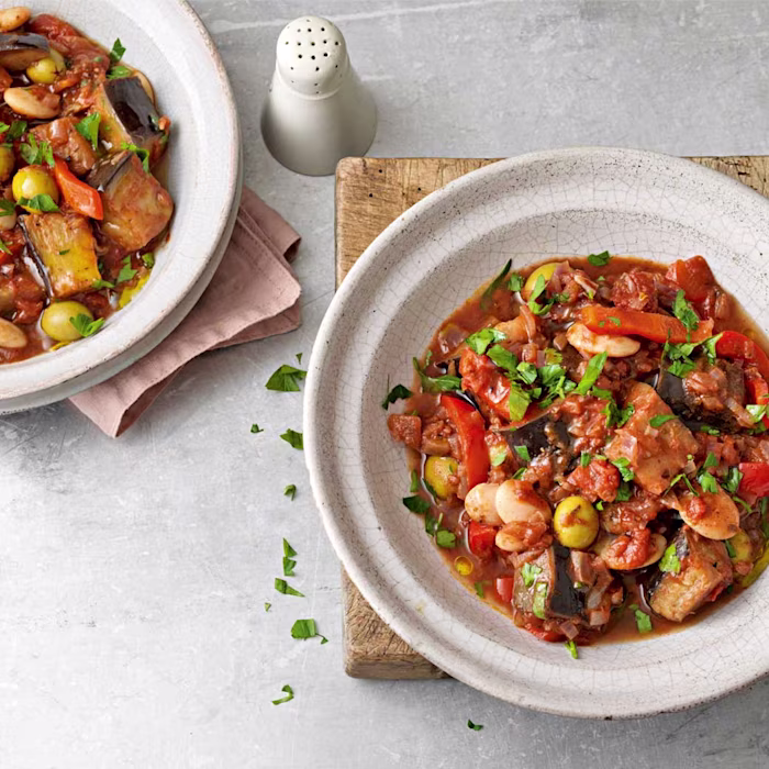 Aubergine, Olive and Butterbean Cassoulet