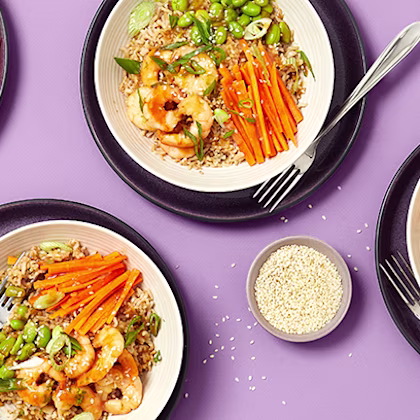 Sesame Soy Prawn Rice Bowls