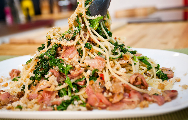 Crispy Bacon and Cabbage Spaghetti