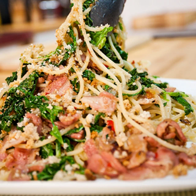 Crispy Bacon and Cabbage Spaghetti