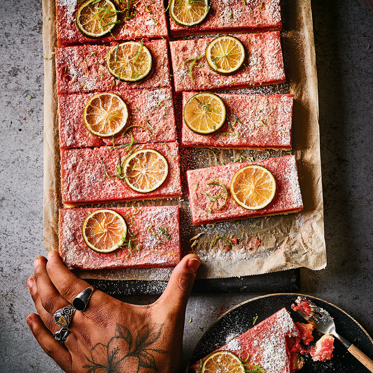 Hibiscus and Lime Curd Bars 