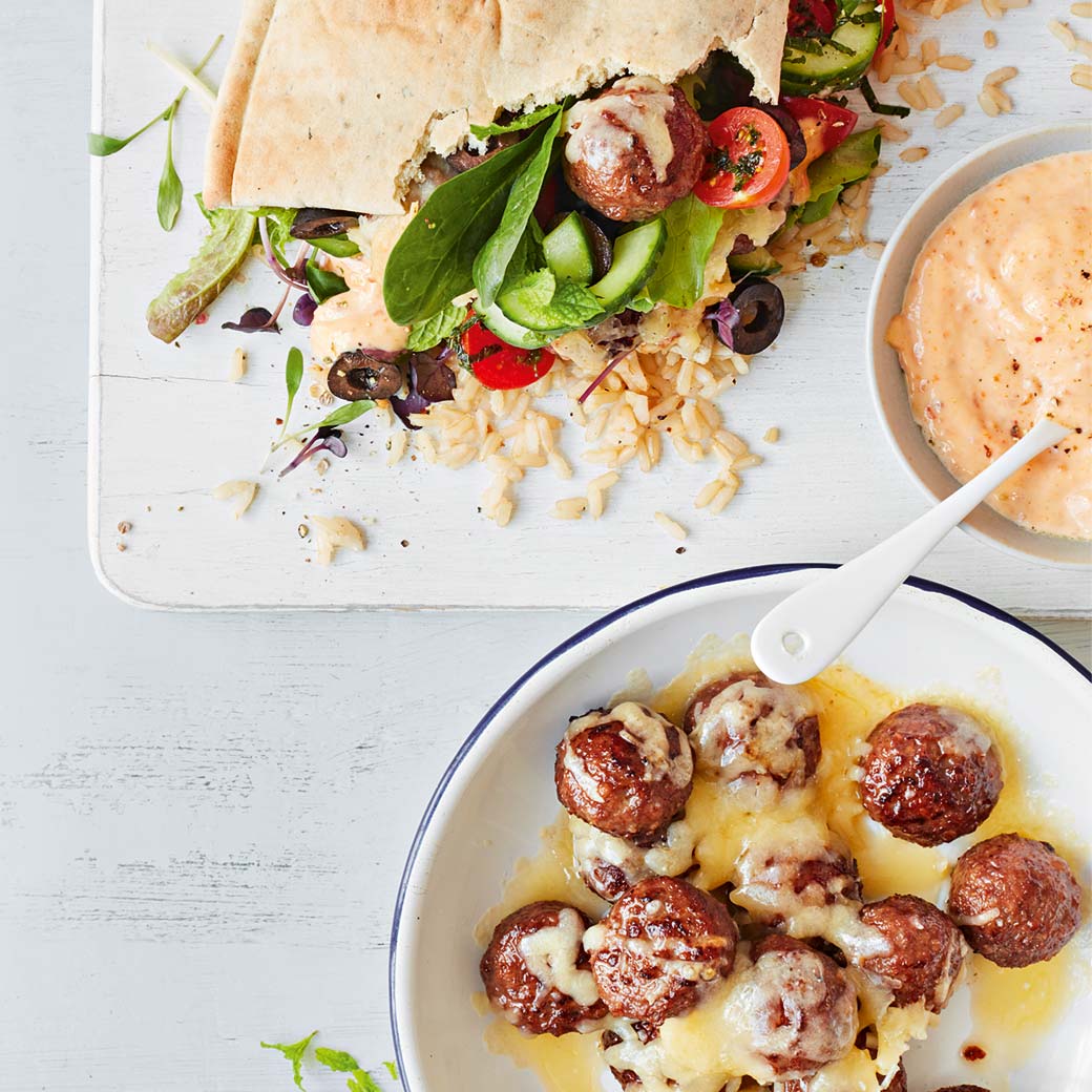 Cheesy Meatball Pitta Pockets